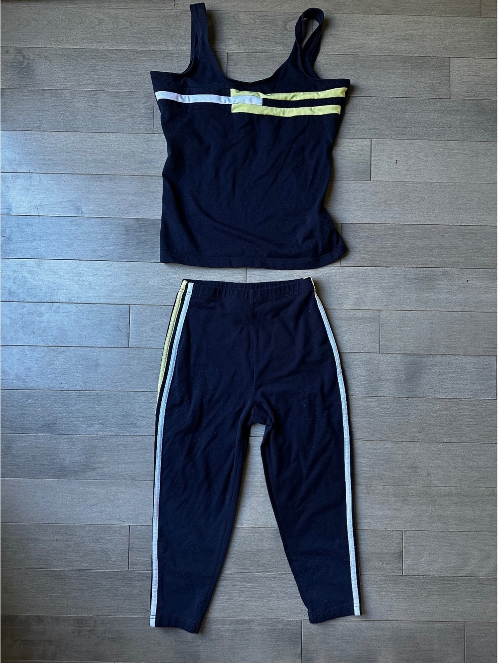 Women’s Two-Piece Blue Tank Top and Pants Set Athletic Works Gym Workout S/M